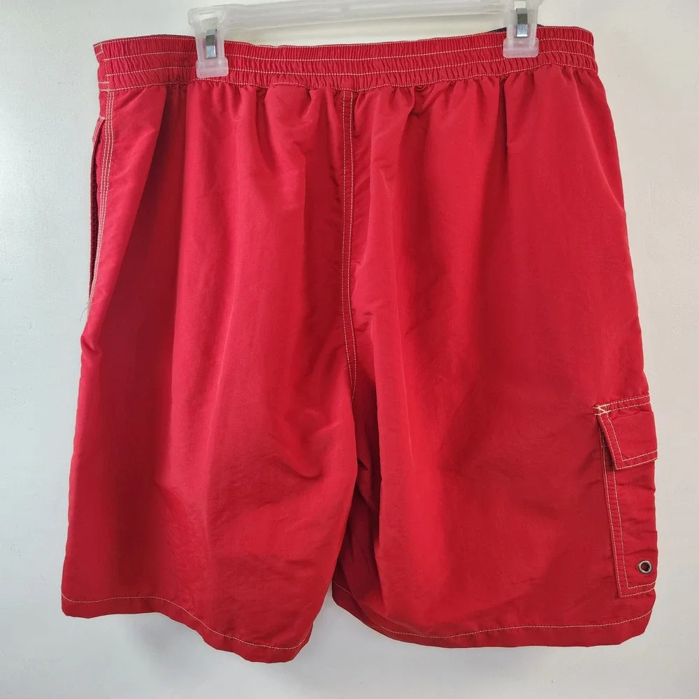 Polo Ralph Lauren Vintage Mens XL Red Cargo Swim Trunks Board Shorts Pony Logo
